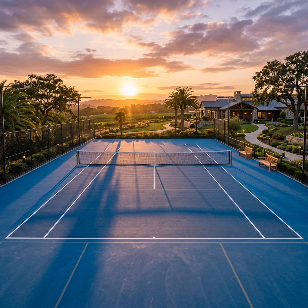 Tennis Court at Sunset